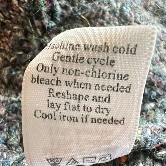 Coldwater Creek Knit Top Sz S (6-8) Blue Redish Cap Sleeves Open Knit Scoop Neck - Picture 9 of 9